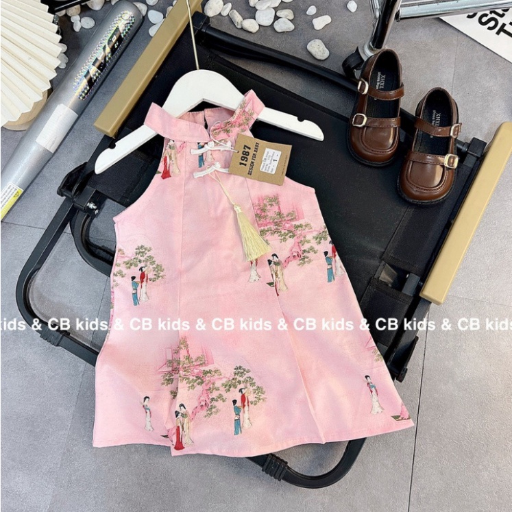Áo dài cách tân cổ yếm cho bé gái diện Trung thu size đại 10-30kg Kittenbabyshop