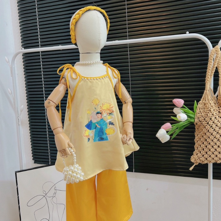 Set yếm lụa bé gái kèm bờm xinh xắn size đại 10-37kg Yếm cho bé diện Trung Thu Kittenbabyshop