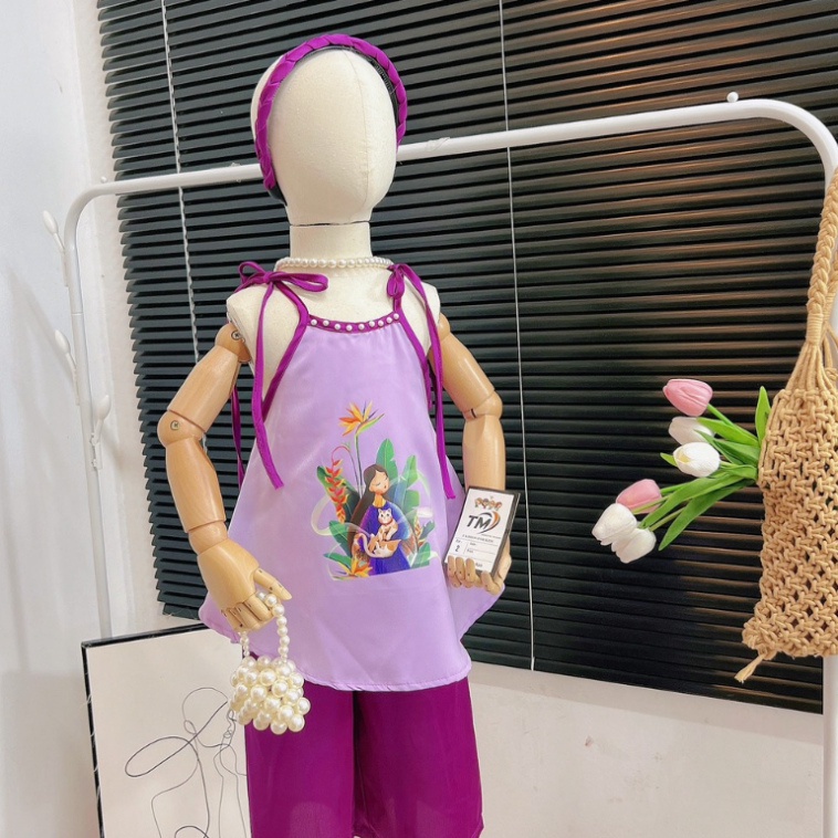 Set yếm lụa bé gái kèm bờm xinh xắn size đại 10-37kg Yếm cho bé diện Trung Thu Kittenbabyshop