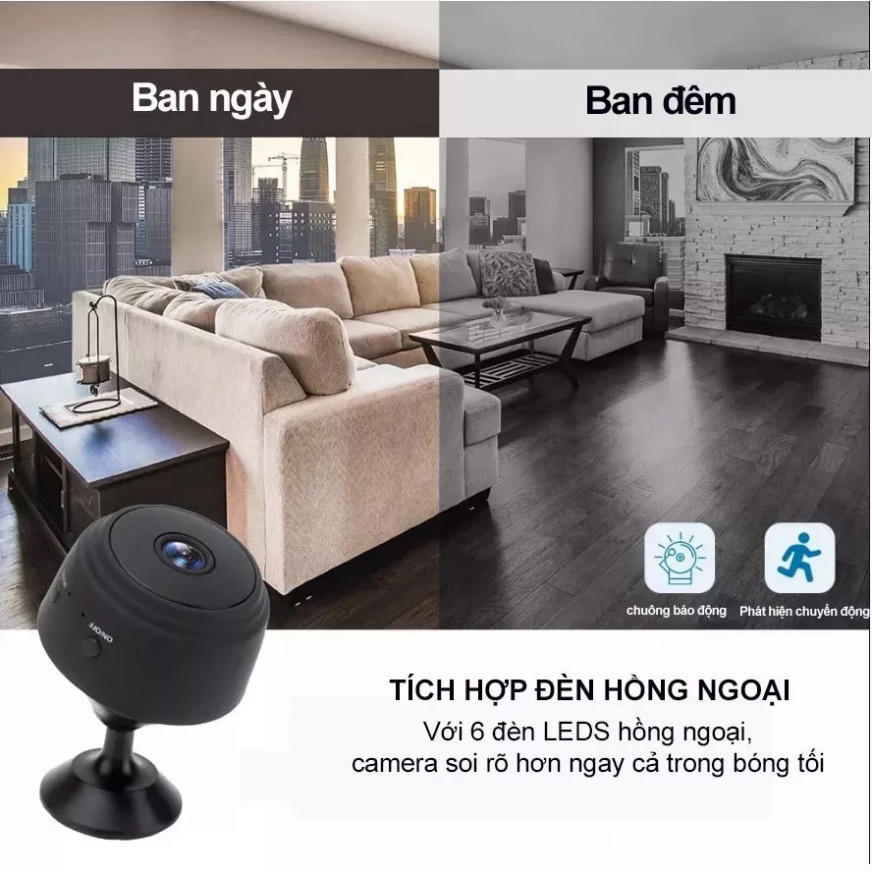 Camera mini siêu nhỏ giám sát A9 FullHD 1080p IP wifi kết nối Từ Xa với điện thoại HOT
