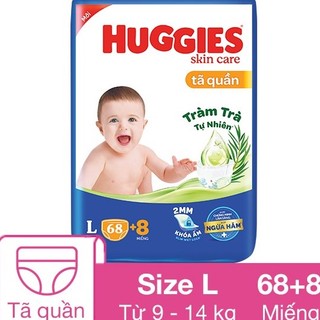 Bỉm Huggies Skin Care Tã Quần Dán M76 , L68 , XL60 , XXL54 Quần M76 , L68 , XL60 , XXL54 Tràm Trà Tự Nhiên Mới Nhất 2023