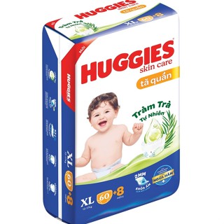 {Tặng kèm 8 miếng}Bỉm Huggies Skin Care Tã Quần Tã Dán M76/L68/XL60/XXL54 Tràm Trà Tự Nhiên Phiên Bản Sản Xuất 2025