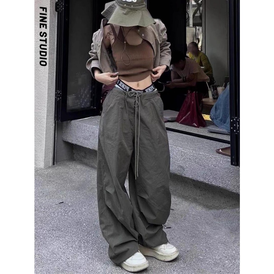 Quần Dài Lưng Cao Ống Rộng Phong Cách Hip Hop Thời Trang Cá Tính Cho Nữ