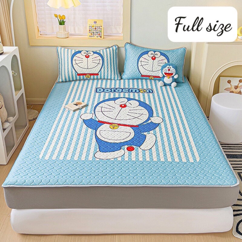 CHIẾU ĐIỀU HOÀ CAO SU NON 5D MẪU DOREMON , CHIẾU CAO SU NON LATEX TRẦN TIM BO CHUN BỌC ĐỆM CAO TỪ 5CM ĐẾN 30CM