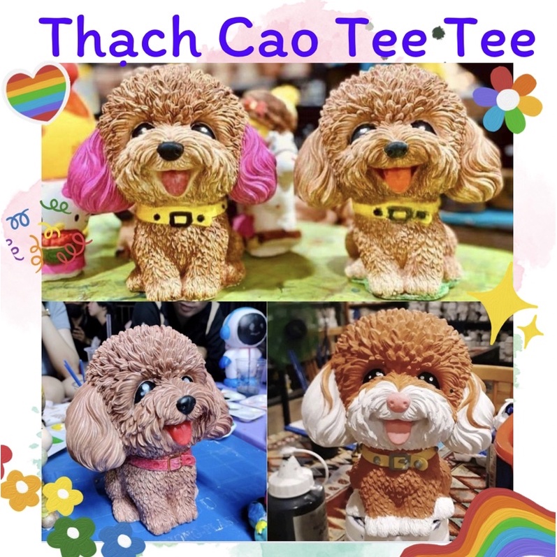 Tượng thạch cao tô tượng size 2xl chó poodle cao cấp ( kèm màu và cọ)