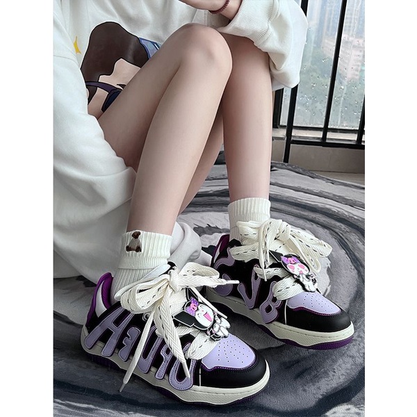 Giày Sneaker Thể Thao Mùa Xuân Thu 2023 Phong Cách Mới Kuromi Dễ Phối Đồ Hình Tháp Hoa Trái Tim Niche ns Thời Thượng Cho Nữ