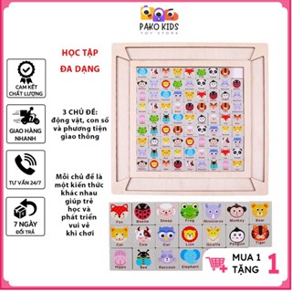 Đồ Chơi Xếp Hình Đồ Chơi Trí Tuệ ghép cặp PIKACHU 80 hình giúp bé phát triển tư duy thông minh chất liệu gỗ an toàn