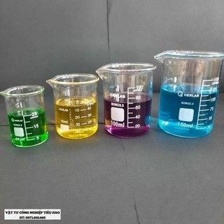Cốc thủy tinh chia vạch chịu nhiệt có mỏ 25ml 50ml 100ml 150ml 250ml 500ml 1000ml cốc đốt thấp thành - cốc đong chia ml