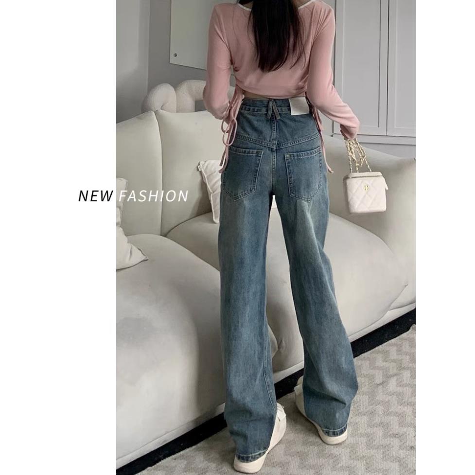 Quần Jeans Nữ Ống Rộng Chất Liệu Denim, Quần Bò Nữ Ống Đứng Cạp Cao Hack Dáng QC40 | BigBuy360 - bigbuy360.vn