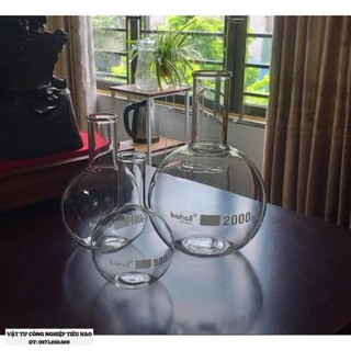 Bình cầu thủy tinh đáy bằng, đáy tròn cổ trơn 100ml 250ml 500ml 1000ml