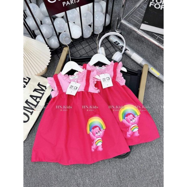 Váy xinh cho bé.váy gấu cầu vồng cho bé gai đi chơi ..xinh xắn..năng động ak.hình thật trải sàn.9 đến 30ki