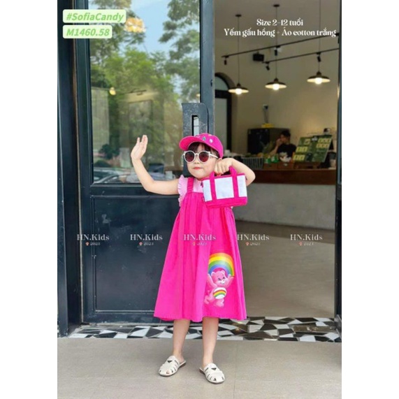 Váy xinh cho bé.váy gấu cầu vồng cho bé gai đi chơi ..xinh xắn..năng động ak.hình thật trải sàn.9 đến 30ki