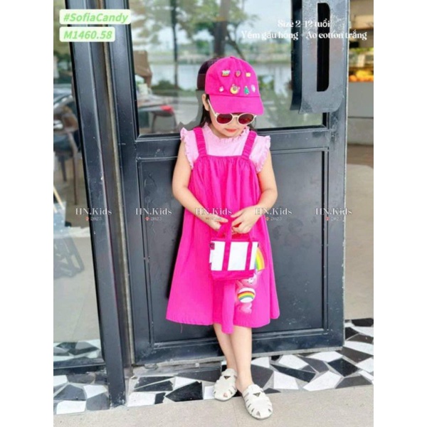 Váy xinh cho bé.váy gấu cầu vồng cho bé gai đi chơi ..xinh xắn..năng động ak.hình thật trải sàn.9 đến 30ki