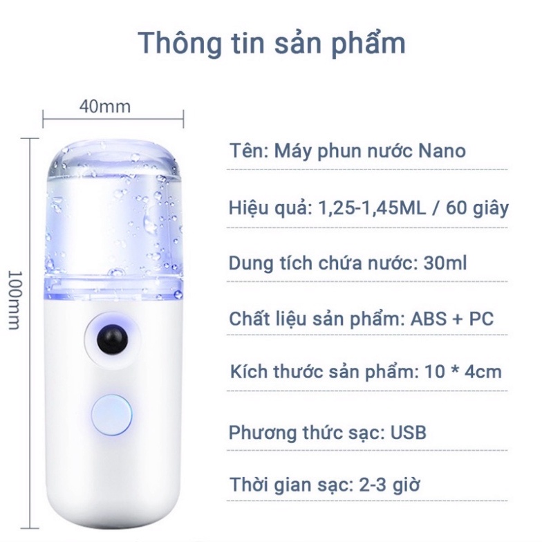 Máy xông hơi mặt mini máy phun sương xịt khoáng Nano  ..