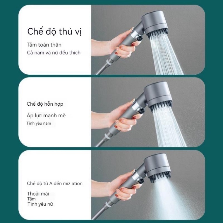 Vòi sen tăng áp, đầu vòi hoa sen Masage 4 trong 1, 3 chế độ áp suất cao tiết kiệm nước lõi cotton lọc cho nhà tắm ..