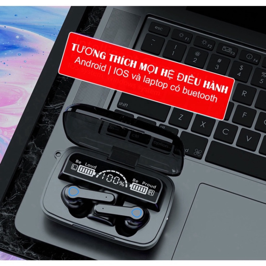 Tai Nghe Bluetooth Không Dây M19 Cảm Ứng, Nghe Nhạc, Màn Hình Led, Có Đèn Pin,âm thanh tuyệt đỉnh