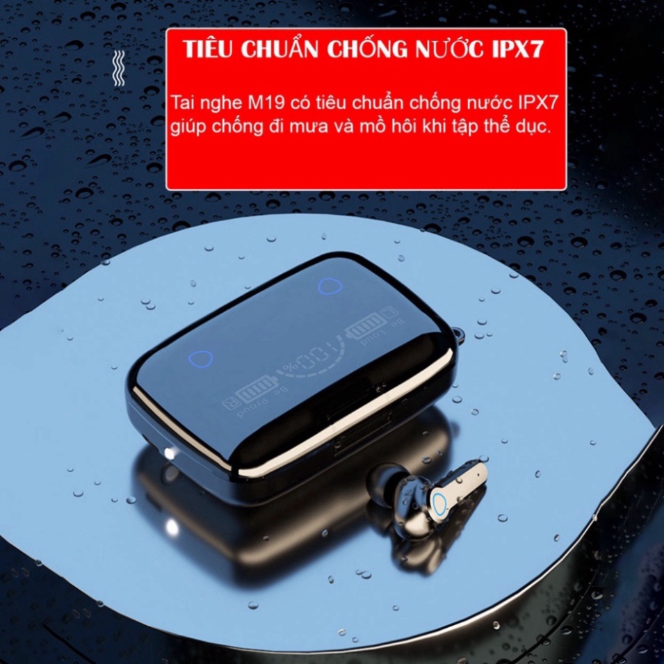 Tai Nghe Bluetooth Không Dây M19 Cảm Ứng, Nghe Nhạc, Màn Hình Led, Có Đèn Pin,âm thanh tuyệt đỉnh