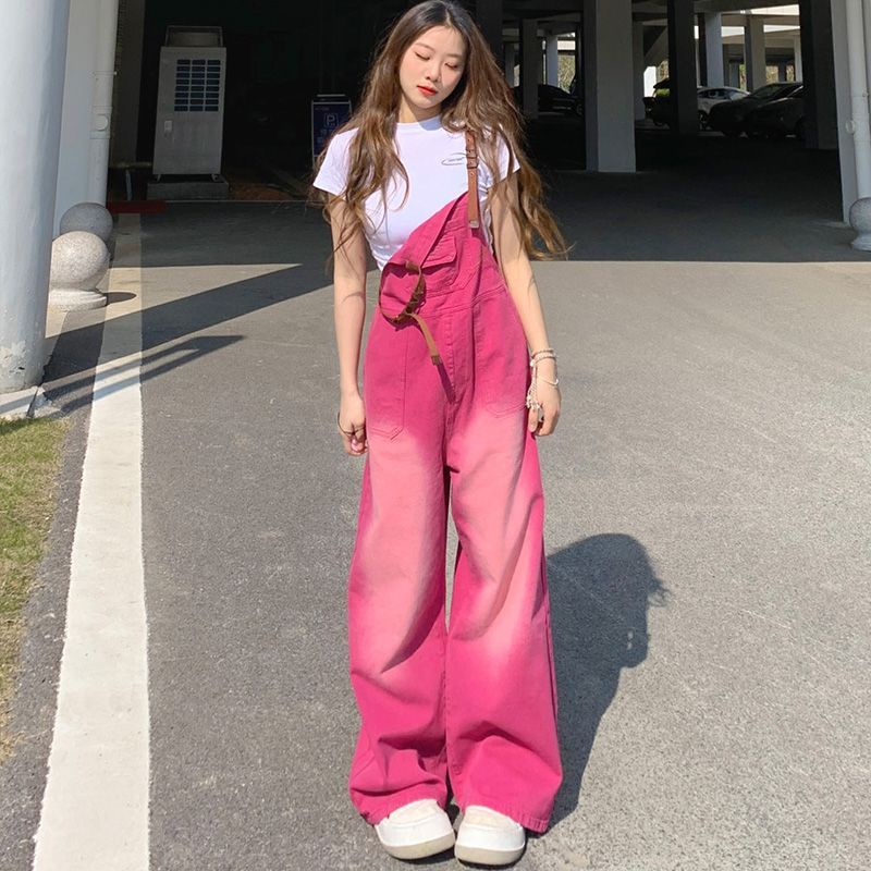 Dopamine Bộ Áo Thun + Quần Yếm Jean Màu Hồng Cho Búp Bê Barbie Mặc Trong Quán Trà