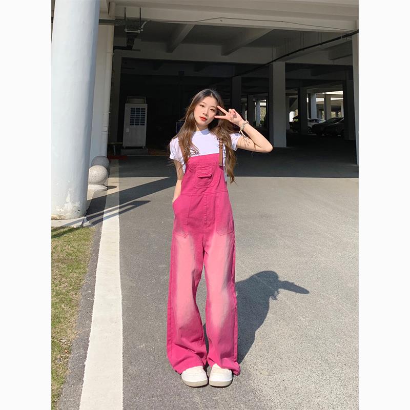 Dopamine Bộ Áo Thun + Quần Yếm Jean Màu Hồng Cho Búp Bê Barbie Mặc Trong Quán Trà