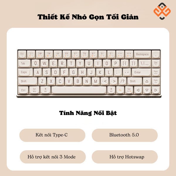 Bàn phím cơ không dây Lofree Touch 2 modes, Red Switch, 68 phím và 100 phím