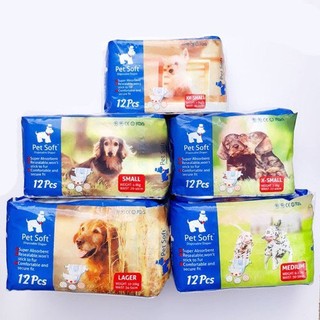 Bịch 12 miếng Tã bỉm vệ sinh cho chó mèo pet soft