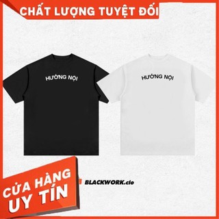 Áo Thun HƯỚNG NỘI 100% Cotton Tay Lỡ Unisex - Đen/Trắng Cổ Tròn | Blackwork