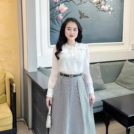 Áo sơ mi nữ cổ Nơ M405 tay dài phong cách thời trang công sở 2023