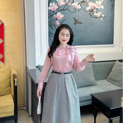 Áo sơ mi nữ cổ Nơ M405 tay dài phong cách thời trang công sở 2023