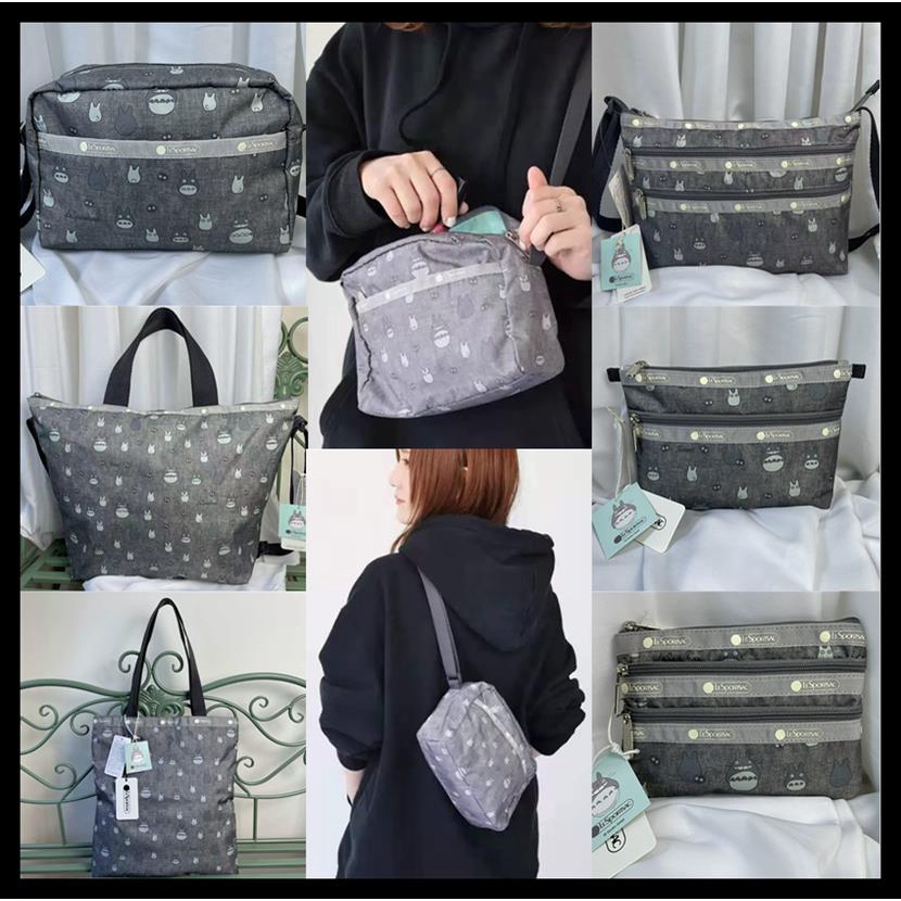 Lesportsac Túi Đeo Chéo Vai Họa Tiết Hoạt Hình Totoro Màu Xám Phong Cách Mới U021