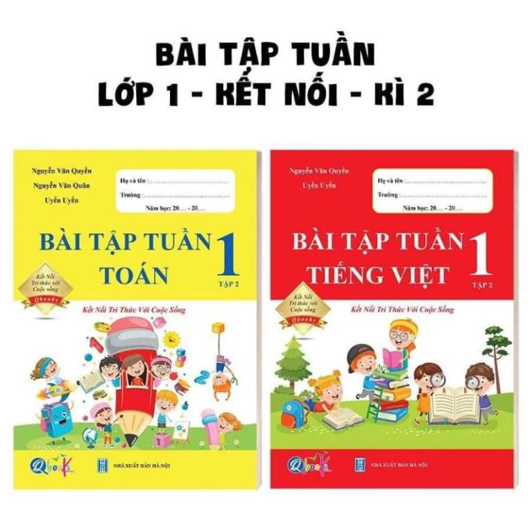 Sách - Combo Bài Tập Tuần Toán Và Tiếng Việt Lớp 1 + Kết Nối Tri Thức Với Cuộc Sống - Học Kỳ 2 ( 2 Cuốn )