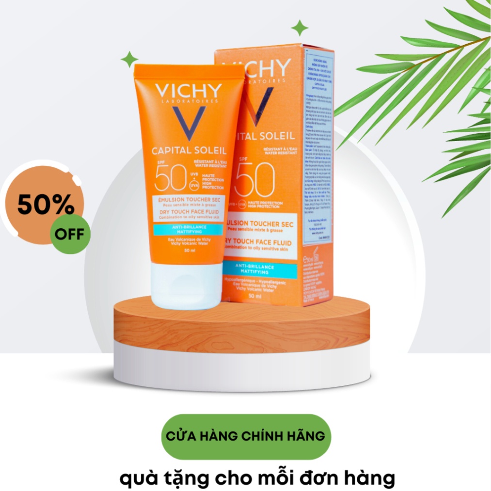 Kem Chống Nắng Vichy Capital Soleil Anti Brillance SDF 50 UVA+UVB 50ml dành cho da dầu , da mụn nhạy cảm - chính hãchuẩn