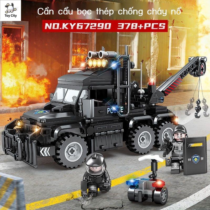 🚚SẴN HÀNG🚚Tương thích với các khối xây dựng Lego Cần cẩu nâng bọc thép chống bạo động của cảnh sát đặc biệt thành phố