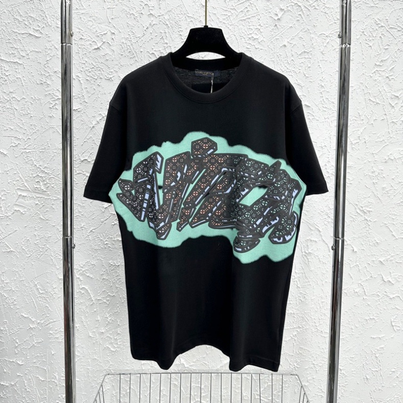 Áo Phông Nam Nữ In Chữ Eo Vì Vân Hoa Xanh Trước Ngực. Áo Cộc Tay Siêu Cấp Chất Liệu Cotton Thấm Hút Mô Hôi 2023