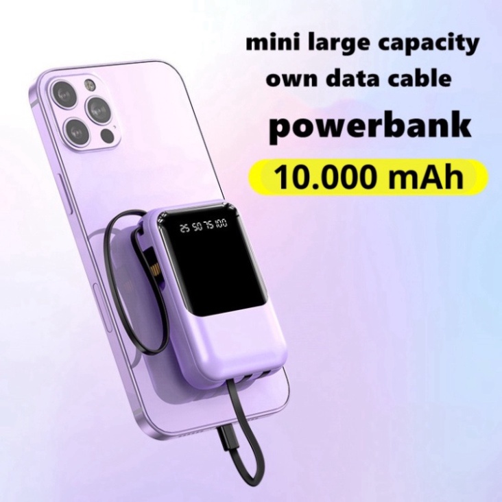 Pin Sạc Dự Phòng Baese 10000mah Tích Hợp Dây Sạc IP/TypeC Màn Hình LED HOT HOT