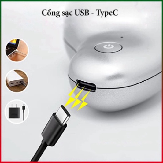 Máy Cạo Râu Mini 6 Lưỡi Kép Tự Mài, Dao Cạo Râu Điện 360 Chống Nước IP7 Sạc USB Siêu Nhanh HOT HOT HOT