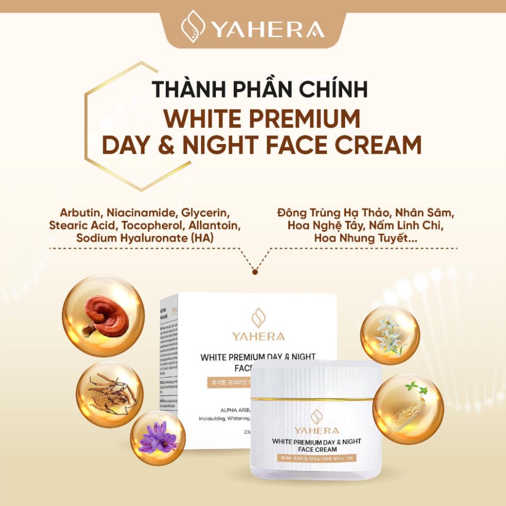 Kem dưỡng trắng da mặt cao cấp ngày và đêm YAHERA White Premium Face Cream Day Night dưỡng ẩm mờ thâm nám da mặt 20g | BigBuy360 - bigbuy360.vn