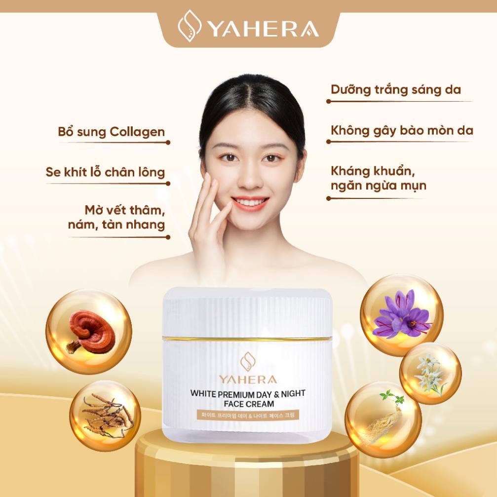 Kem dưỡng trắng da mặt cao cấp ngày và đêm YAHERA White Premium Face Cream Day Night dưỡng ẩm mờ thâm nám da mặt 20g | BigBuy360 - bigbuy360.vn