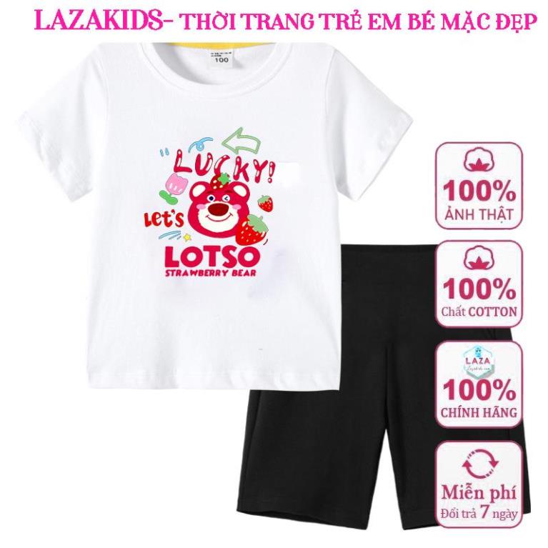 Bô đồ gấu dâu cho bé gái 7  tuổi-15 tuổi LOTSO quả dâu quần legging cho bé, set áo cotton 100% LAZAKIDS