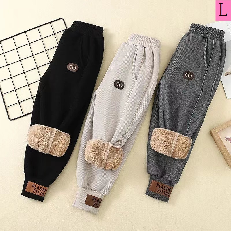 Quần Thể Thao Lót Lông Cừu Cotton Dày Dặn Giữ Ấm Mùa Đông Dành Cho Bé Trai Và Bé Gái