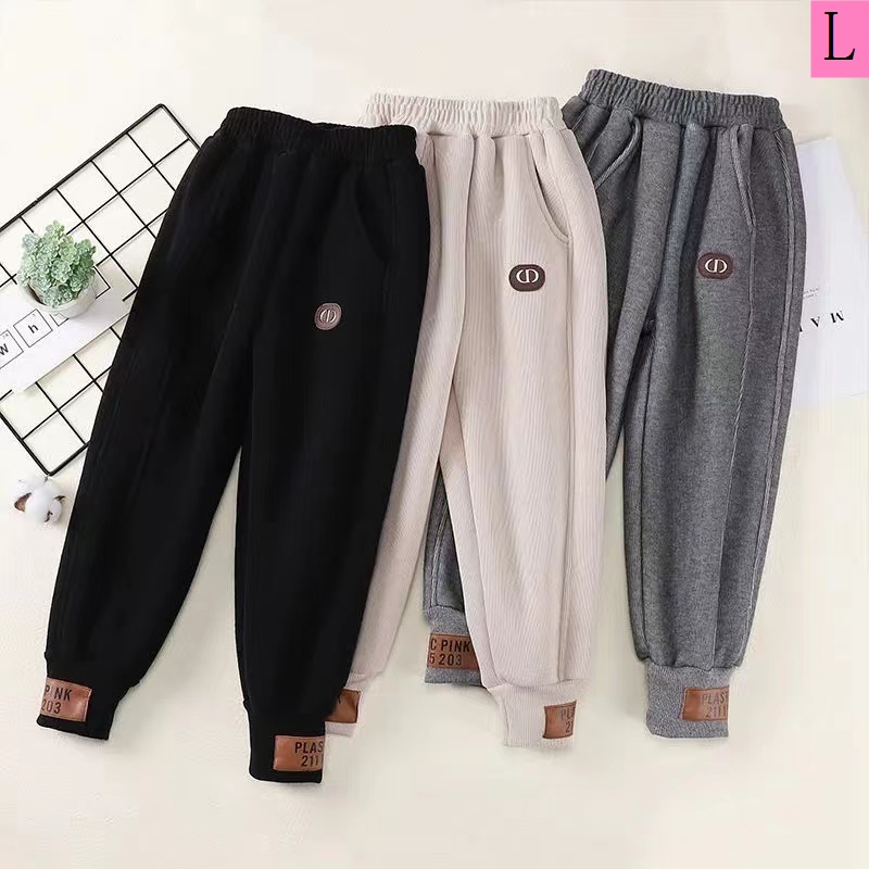 Quần Thể Thao Lót Lông Cừu Cotton Dày Dặn Giữ Ấm Mùa Đông Dành Cho Bé Trai Và Bé Gái