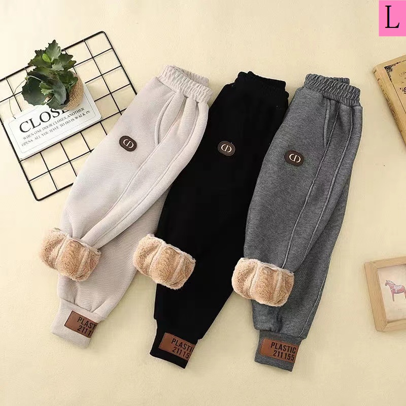 Quần Thể Thao Lót Lông Cừu Cotton Dày Dặn Giữ Ấm Mùa Đông Dành Cho Bé Trai Và Bé Gái