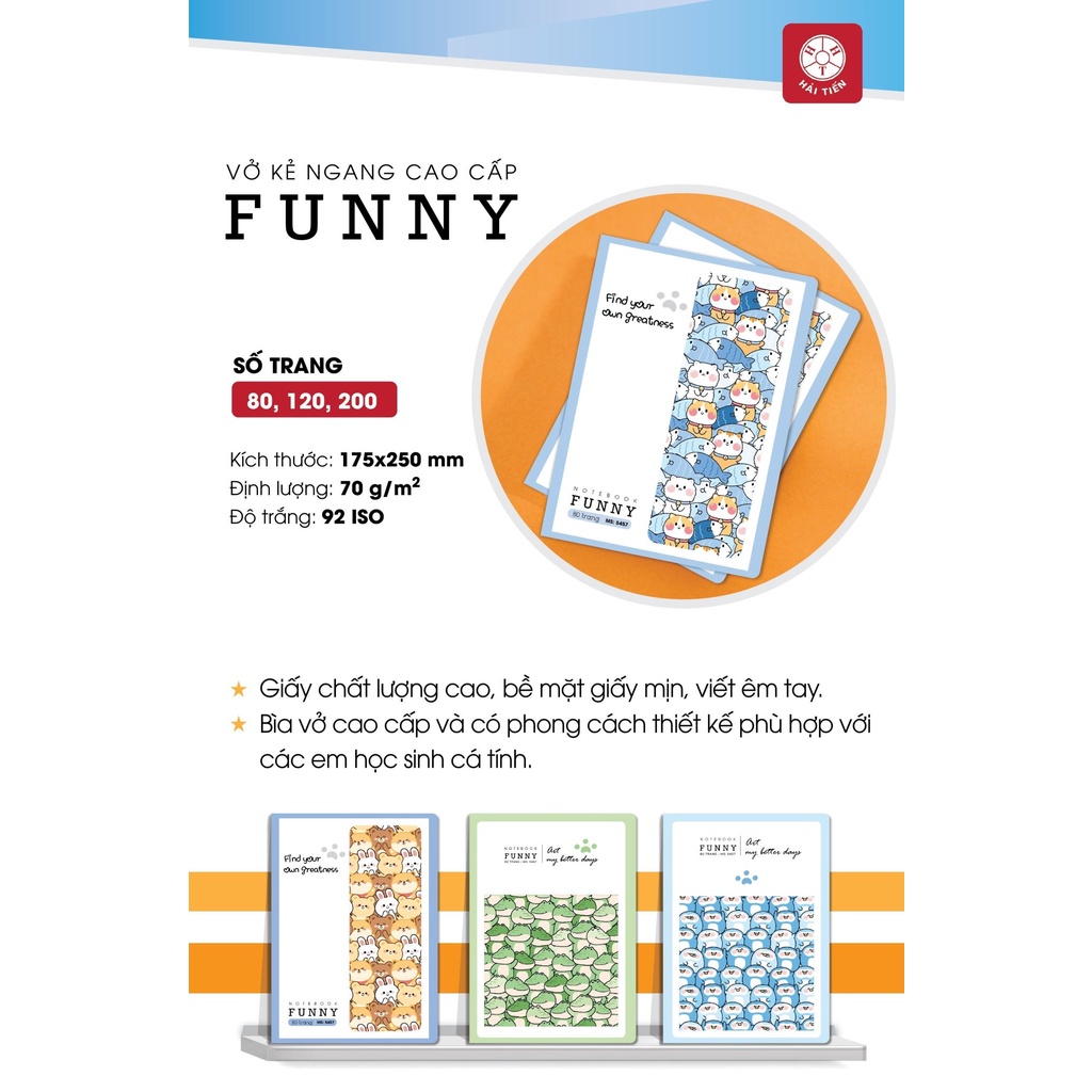 Vở kẻ ngang FUNNY 200 trang - Đlg giấy 70gms