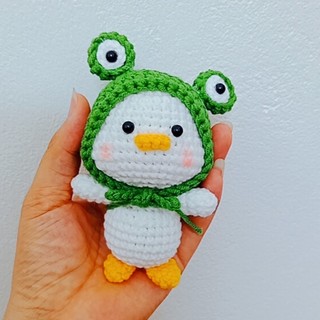 Móc khoá len vịt đội mũ ếch