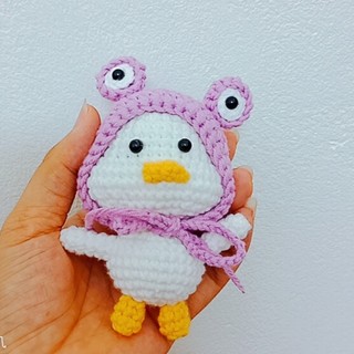 Móc khoá len vịt đội mũ ếch