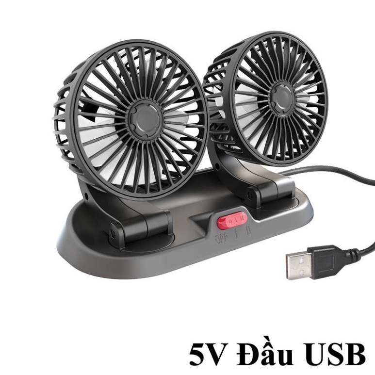 Quạt ô tô mini 5v, 12v, 24v đầu tẩu và usb xoay 360 cho xe tải, xe con,.... có sỉ