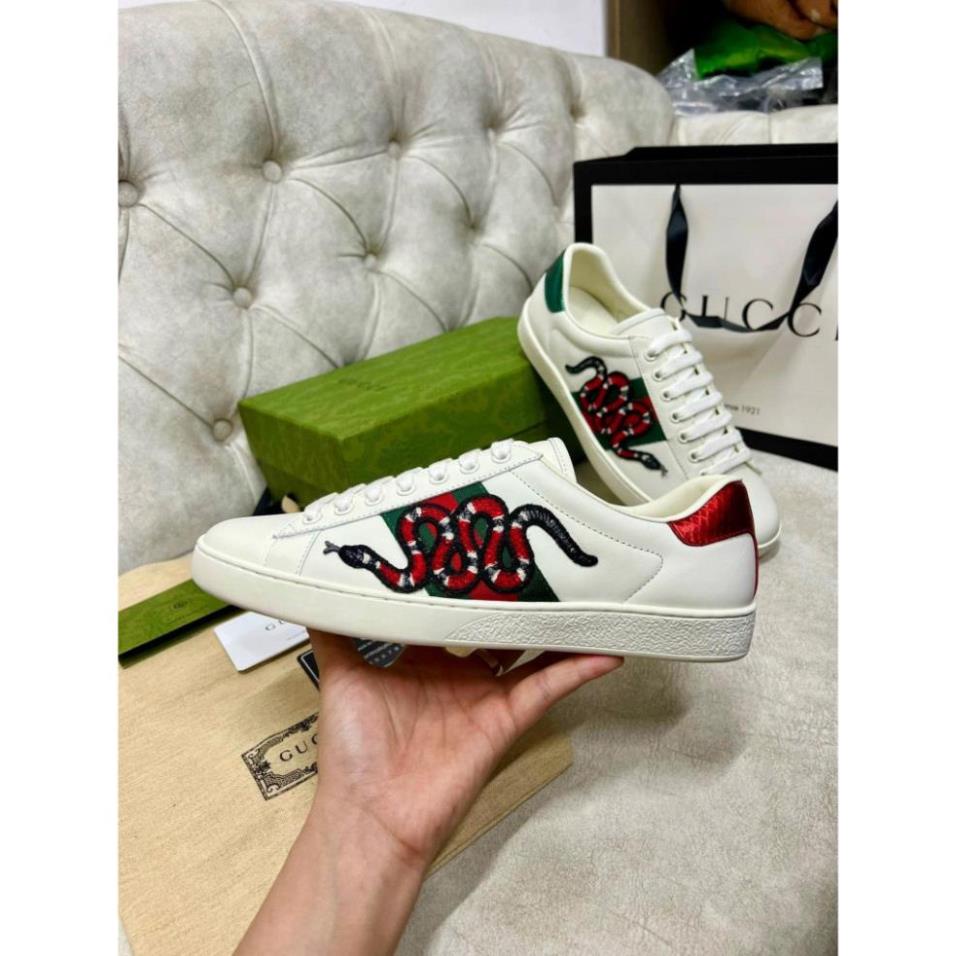 Giày Gucci Ong ACE, Giày Gucci For Love, Chun Ngang Bản Đế Thơm Nam Nữ Tặng Box Xanh + Phụ Kiện