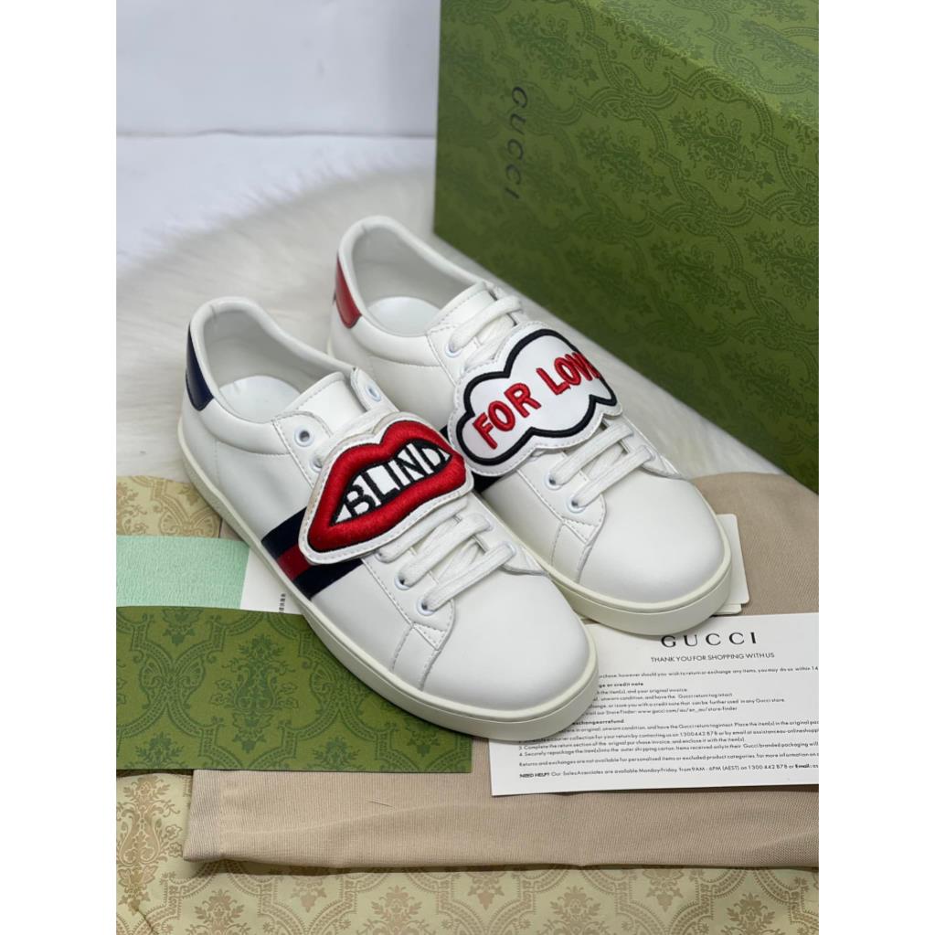 Giày Gucci Ong ACE, Giày Gucci For Love, Chun Ngang Bản Đế Thơm Nam Nữ Tặng Box Xanh + Phụ Kiện