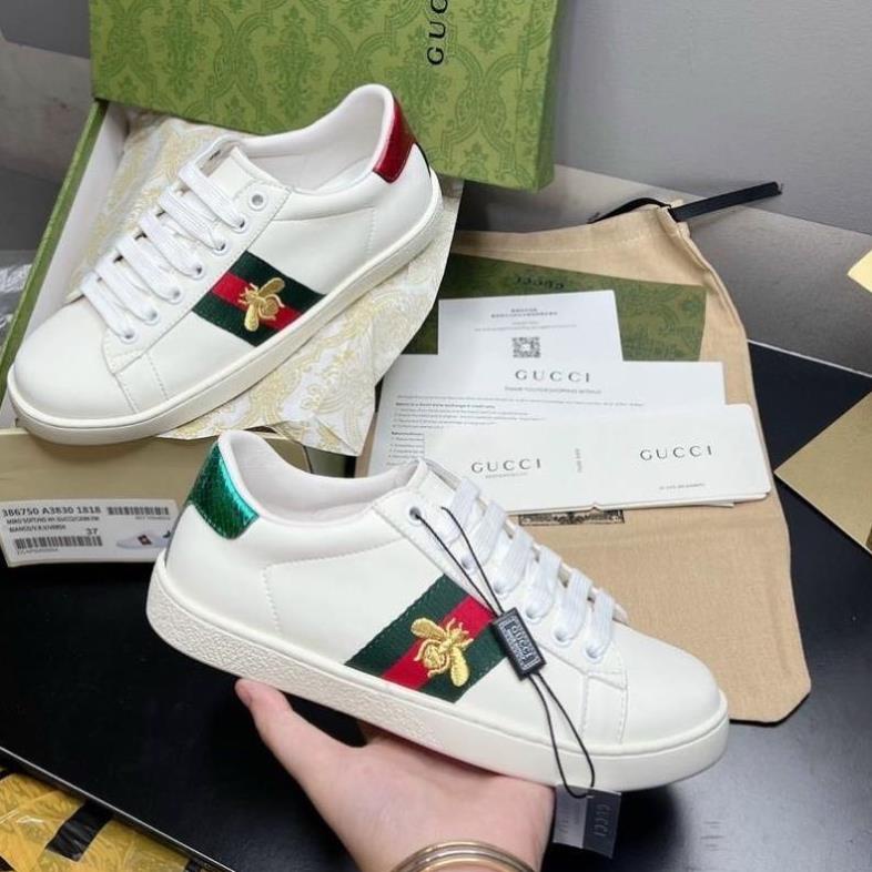 Giày Gucci Ong ACE, Giày Gucci For Love, Chun Ngang Bản Đế Thơm Nam Nữ Tặng Box Xanh + Phụ Kiện