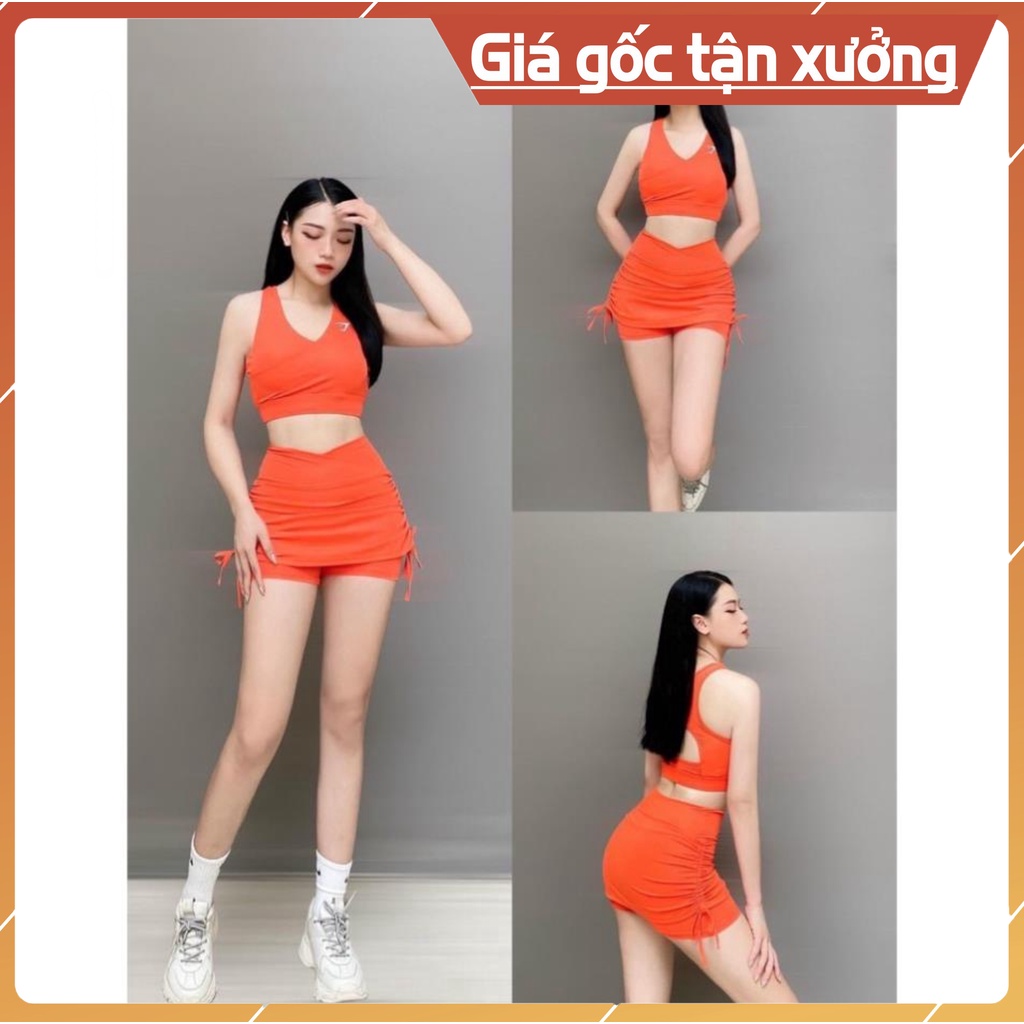 Đồ tập gym nữ Hot trend Đùi váy 2 lớp Tập Thể Dục Gym Yoga Aerobic Picnic Dã Ngoại Nữ vải mềm mịn, co giãn tốt