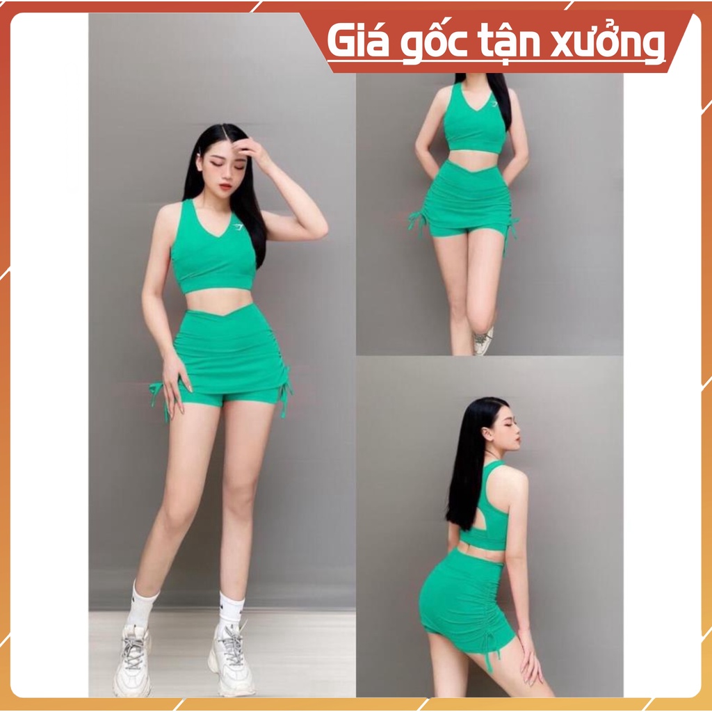 Đồ tập gym nữ Hot trend Đùi váy 2 lớp Tập Thể Dục Gym Yoga Aerobic Picnic Dã Ngoại Nữ vải mềm mịn, co giãn tốt